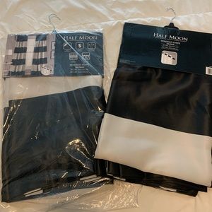 2 pairs of black & grey striped curtains